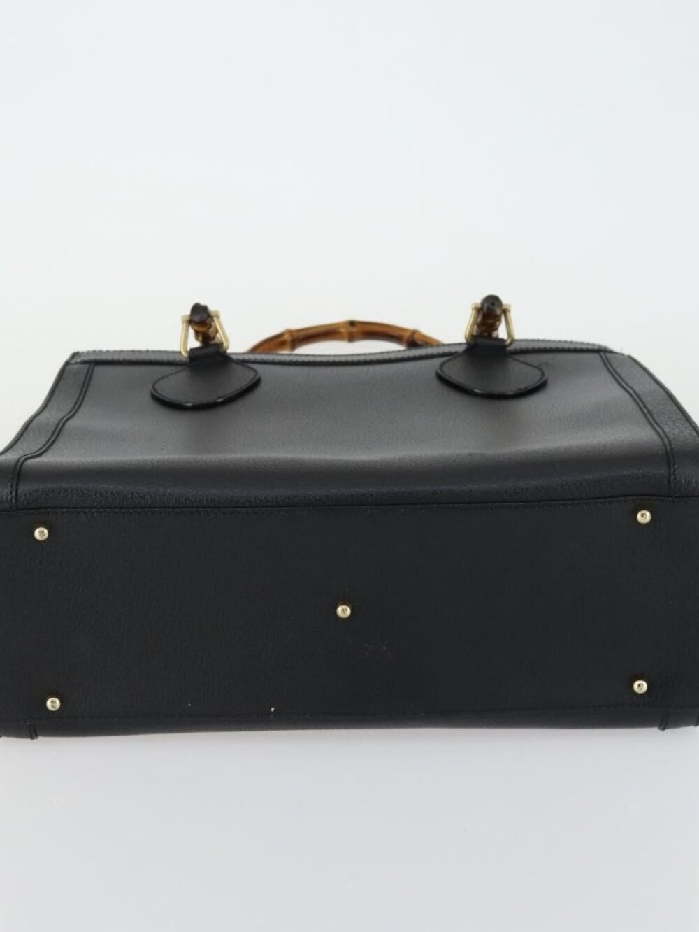 GUCCI Bamboo Hand Bag Leather Black Gold 002 1186 0260 Auth 156902 - Picture 6 of 16